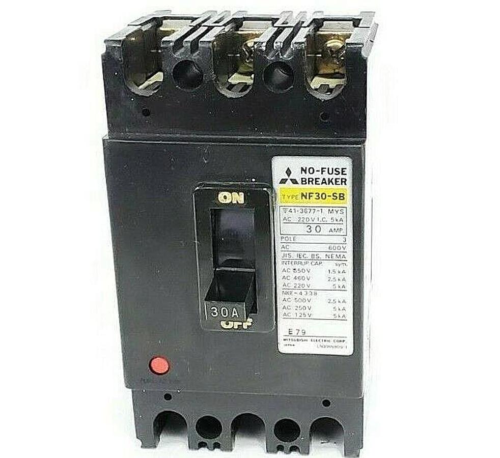 Used MITSUBISHI NF30-SB NO-FUSE CIRCUIT BREAKER 30A, 3-POLES, 600V