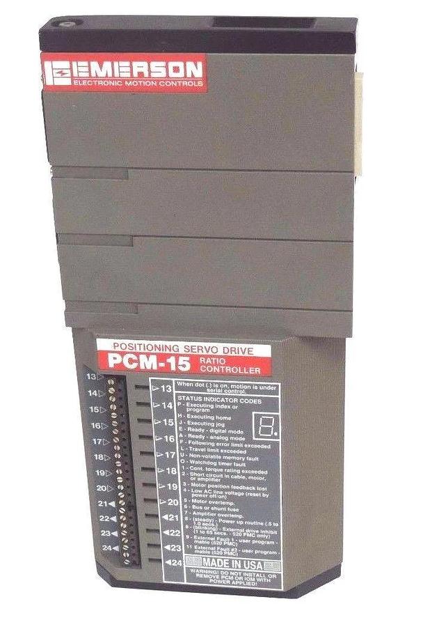 Used EMERSON PCM-15 PROGRAMMABLE MOTION CONTROL DRIVE MODULE 960113-01 FW-401168-01