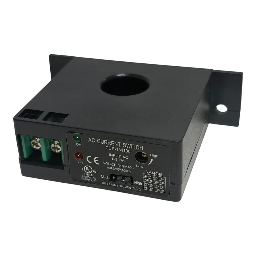 Used Dwyer CCS-131100 Solid Core AC Current Switch Adjustable 1-200A New Surplus