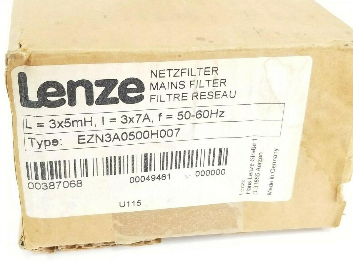 NIB LENZE EZN3A0500H007 MAINS REACTOR 3X7AMP 3X5MH 3POLE