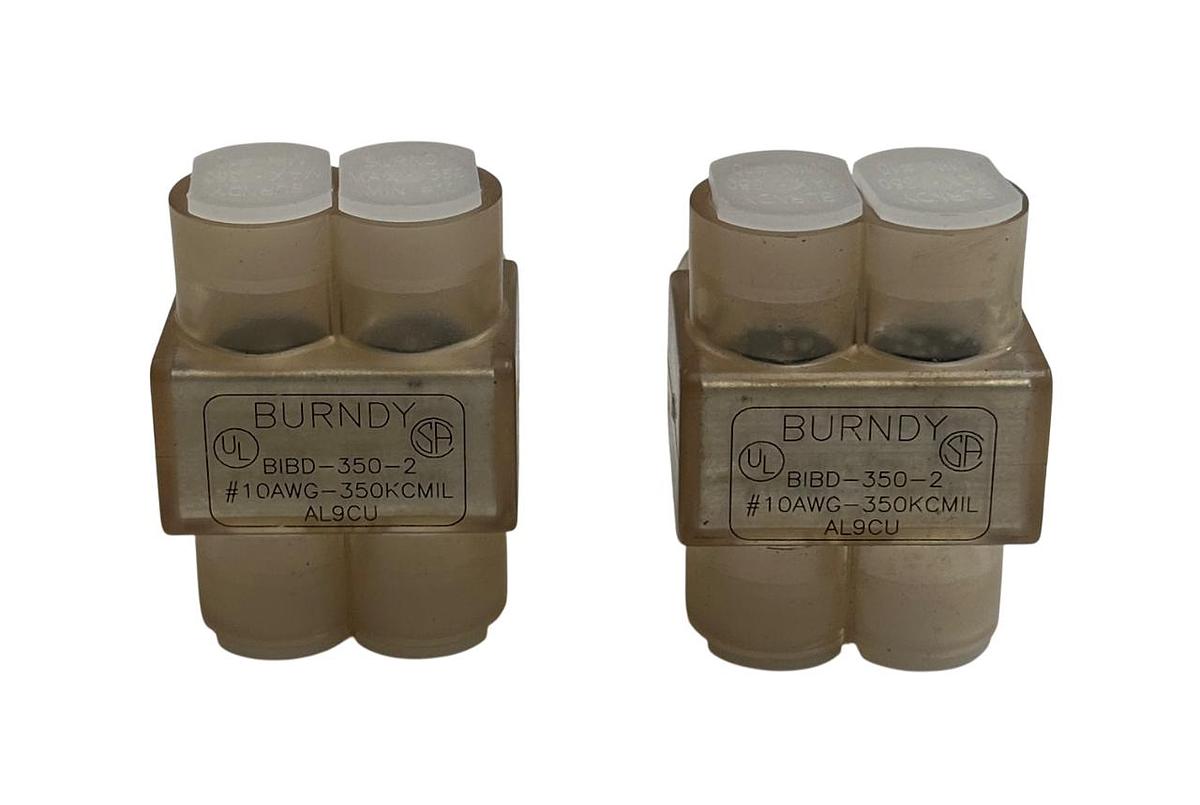 Used 2 BURNDY BIBD-350-2 / BIBD3502 UNITAP CONNECTORS #10AWG-350KCMIL 2-PORT NSNP