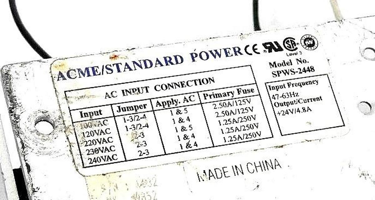 Used ACME ELECTRIC SPWS-2448 REGULATED LINEAR POWER SUPPLY SPWS2448