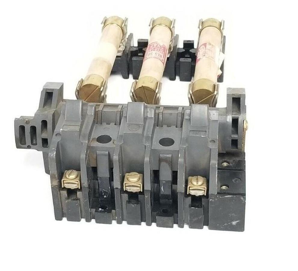 Used ALLEN BRADLEY 1494F FUSE ADAPTER 30A 600VAC-250VDC W/ X-401978 BLOCK & (3) RES30