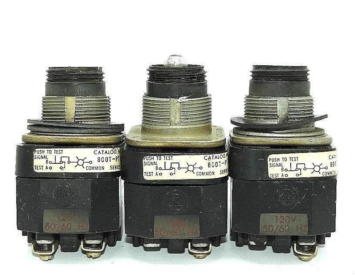 Used LOT OF 3 ALLEN BRADLEY 800T-PT16 PILOT LIGHT PUSH BUTTONS SER. N
