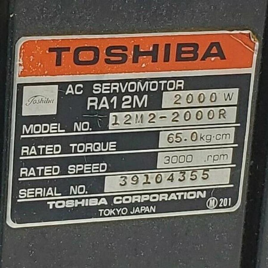 Used TOSHIBA 12M2-2000R AC SERVOMOTOR RA12M, 2000W, 3000 RPM, 12M22000R