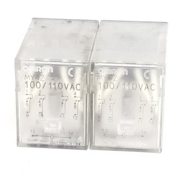 Used LOT OF 2 OMRON MY4Z 100/110VAC RELAYS