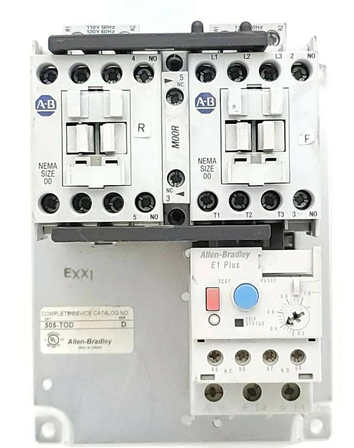 Used ALLEN BRADLEY 505-TOD FULL VOLTAGE REVERSING STARTER 505TOD SER. D