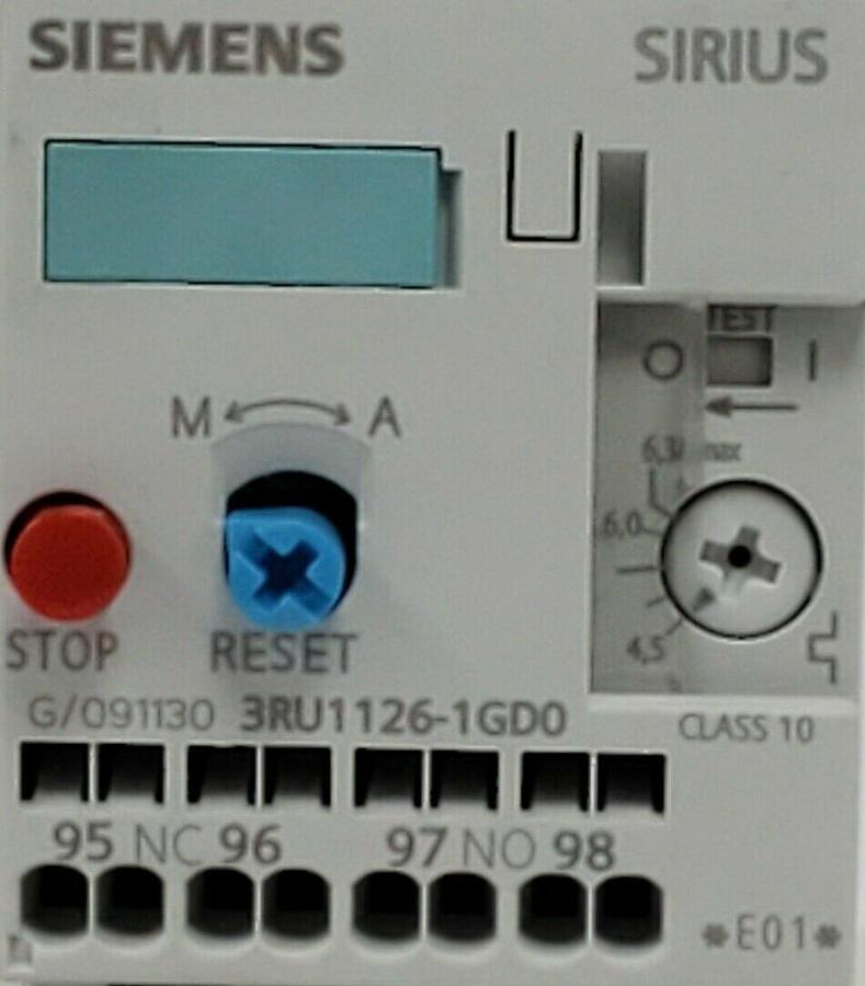 Used NEW SIEMENS 3RU1126-1GD0 OVERLOAD RELAY 3RU11261GD04.5-6.3A