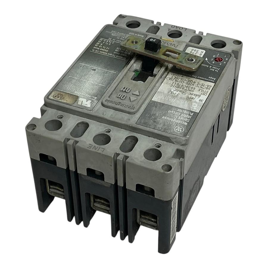 Used Westinghouse HMCP030H1C Motor Circuit Protector Series C 30A 3P 600V Breaker