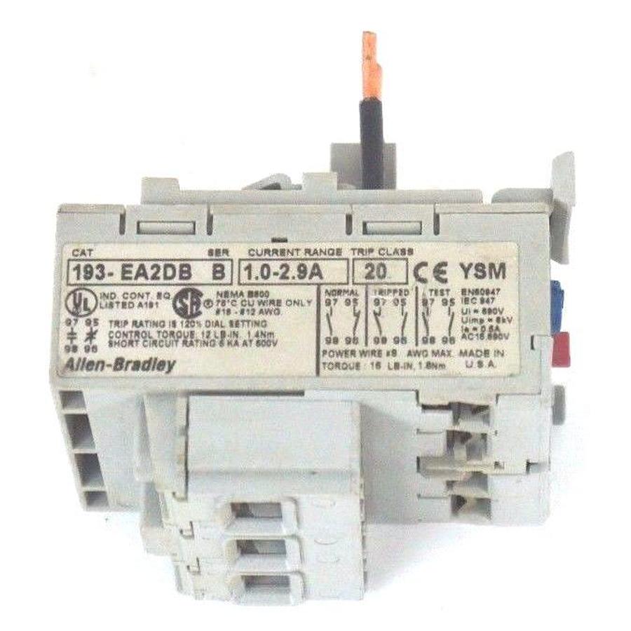 Used ALLEN BRADLEY 193-EA2DB OVERLOAD RELAY SER B, 1.0-2.9A, TRIP CLASS 20, 193EA2DB