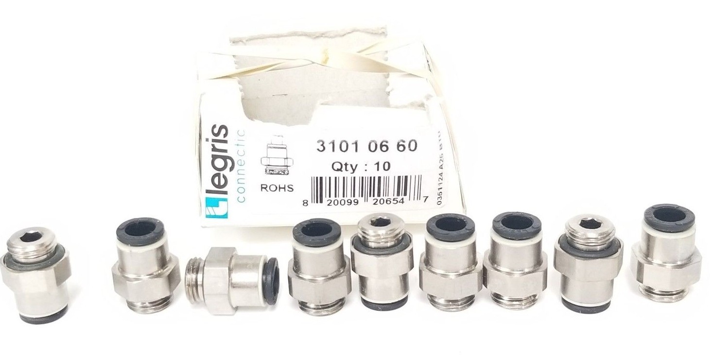 Used LOT OF 9 NIB LEGRIS 3101-06-60 MALE CONNECTORS 31010660