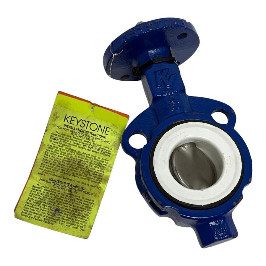 Used Keystone Tyco 990 Butterfly Valve 2" Wafer 150 PSI 316SS Disc TFE EPDM New