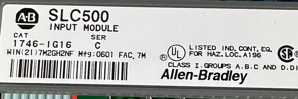 Used NEW ALLEN BRADLEY 1746-IG16 /C SLC 500 16-PT INPUT MODULE -1G16 1746IG16