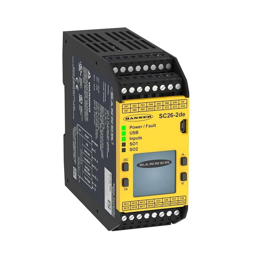 Used BANNER SC26-2DE SC26 SAFETY CONTROLLER BASE CONTROL MODULE P/N 85068 NUPI