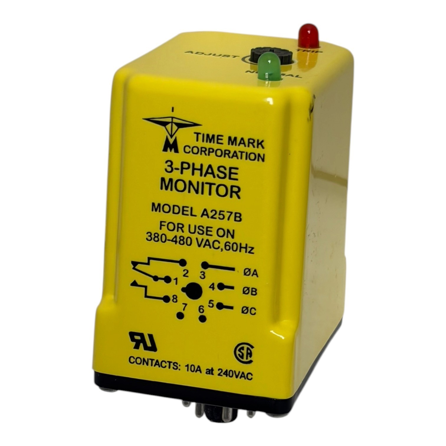 Used Time Mark A257B 480VAC 3-Phase Power Monitor Relay Phase Loss Detector - New