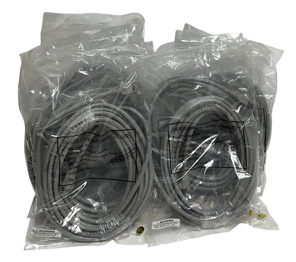 Used 10 UNBRANDED 350 MHz CATEGORY 5E EtherNet PATCH CORDS (STP) 15FT 568B NSFS