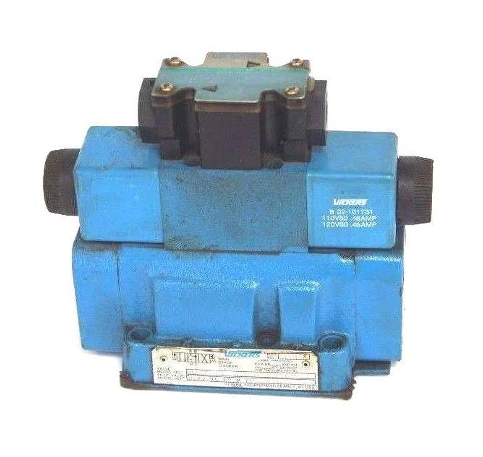 Used VICKERS DG5S4-046C-T-M-FW-B5-60 VALVE W/ DG4V-3S-6C-M-FW-B5-60 PILOT VALVE