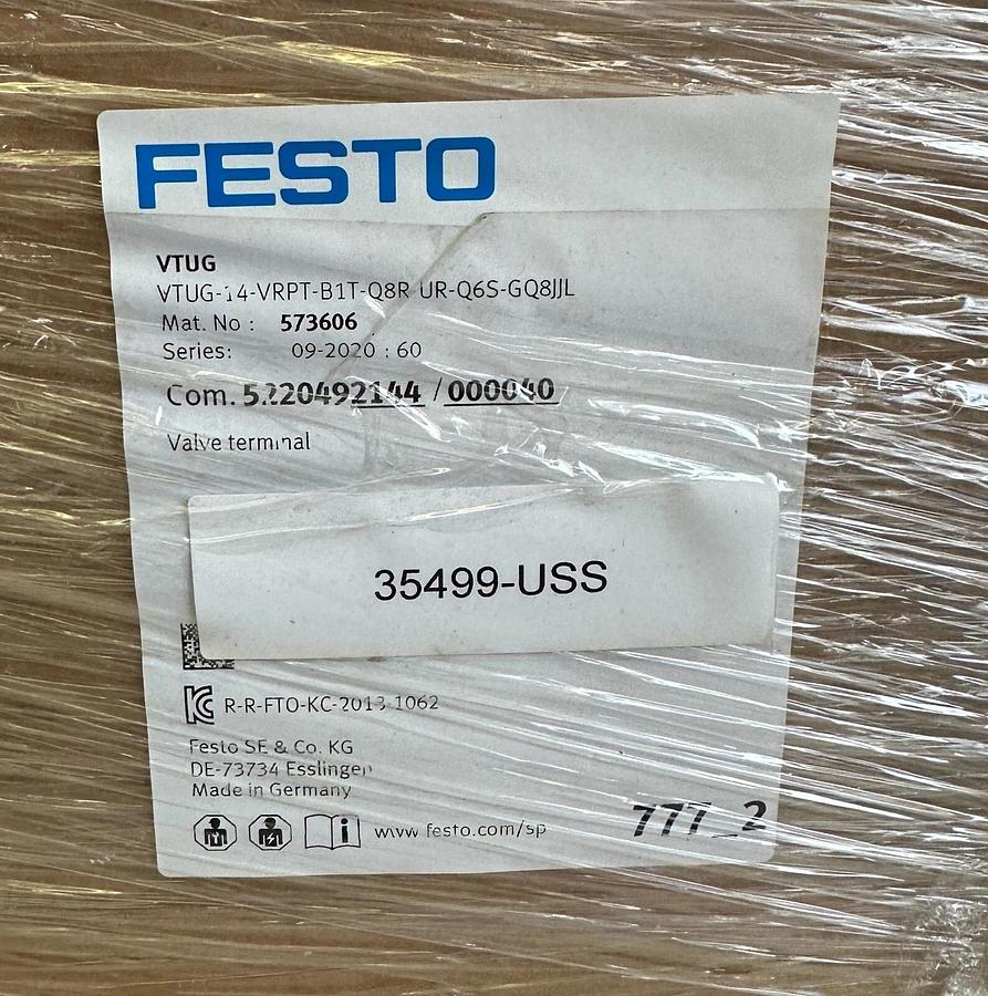 NEW FESTO VTUG-14-VRPT-B1T-Q8R-UR-Q6S-GQ8JJL PLUG-IN VALVE TERMINAL 573606
