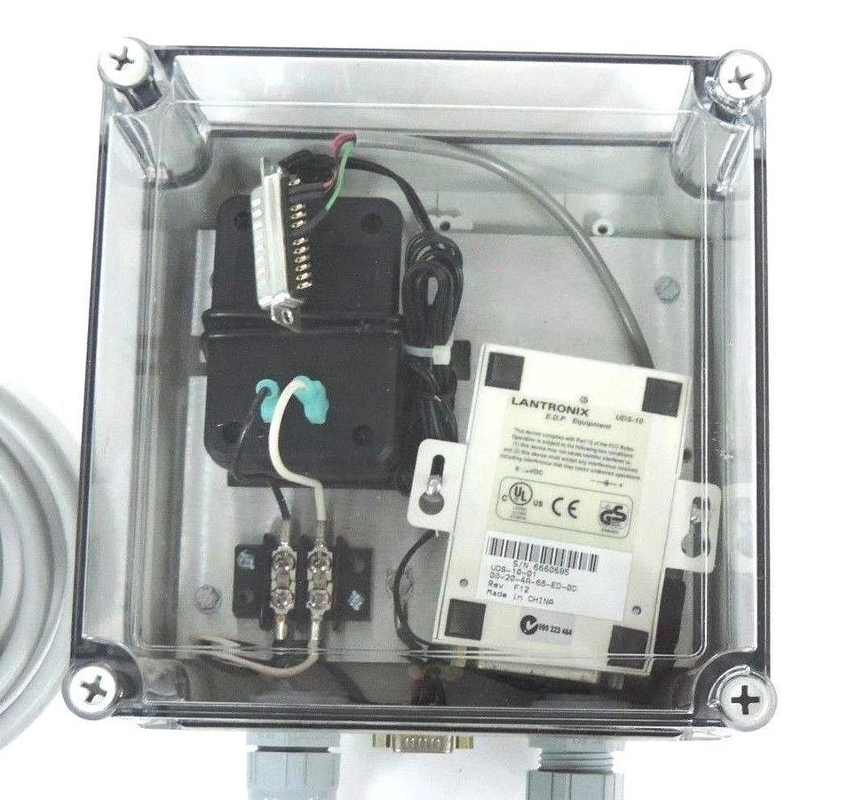 Used VYNCKIER ENCLOSURE W/ LANTRONIX UDS-10 DEVICE SERVER UDS-10-01, POWER SUPPLY