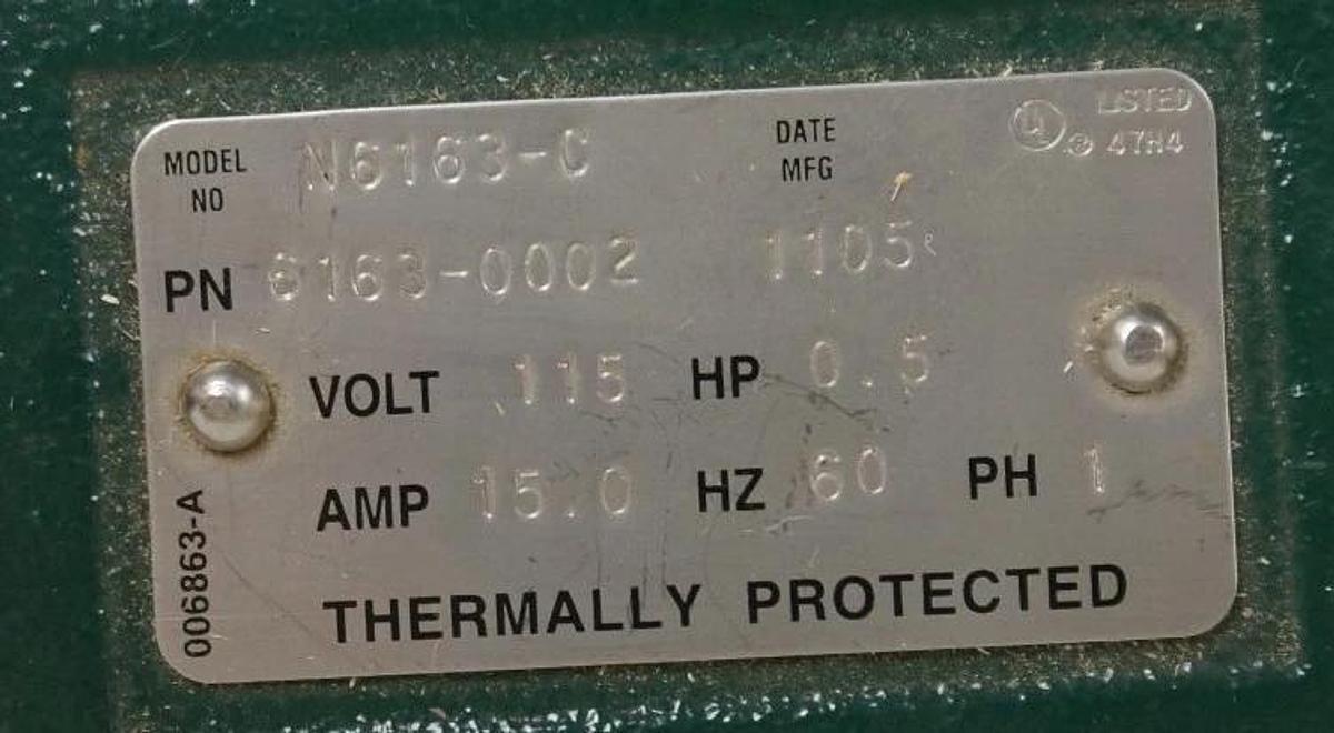 NEW ZOELLER 6163-0002 DOUBLE SEAL SEWAGE PUMP N6163-C 1/2HP 115V 15A CAST IRON