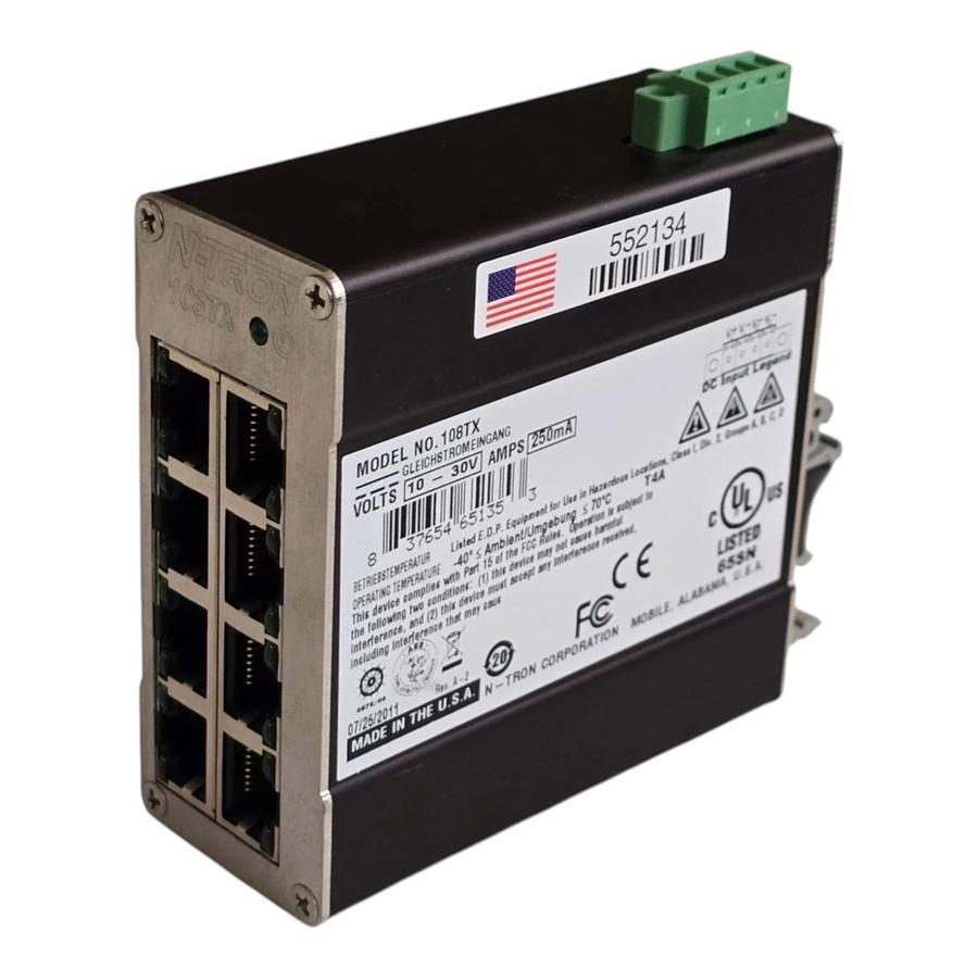Red Lion N-Tron 108TX Industrial Ethernet Switch 8-Port 10/100BaseTX DIN Rail 837654651353
