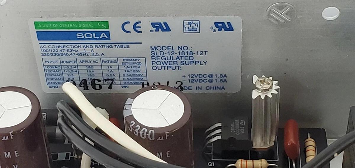 Used EMERSON SOLA HD SLD-12-1818-12T POWER SUPPLY 1.8AMP DUAL +-12VDC