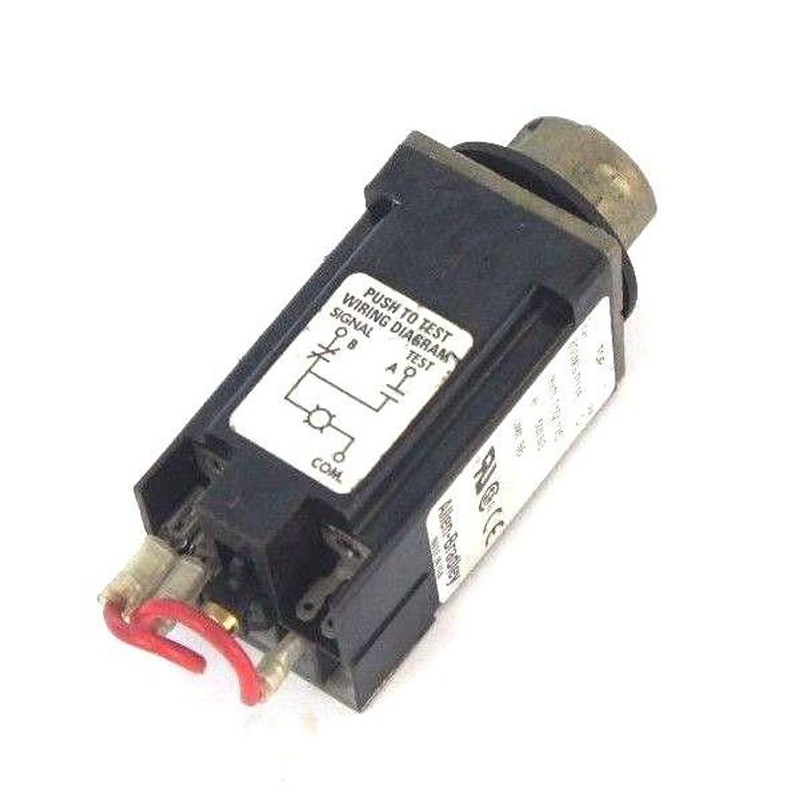 Used ALLEN BRADLEY 800MS-PT16 RED PUSH TO TEST PILOT LIGHT SER D, MISSING LAMP