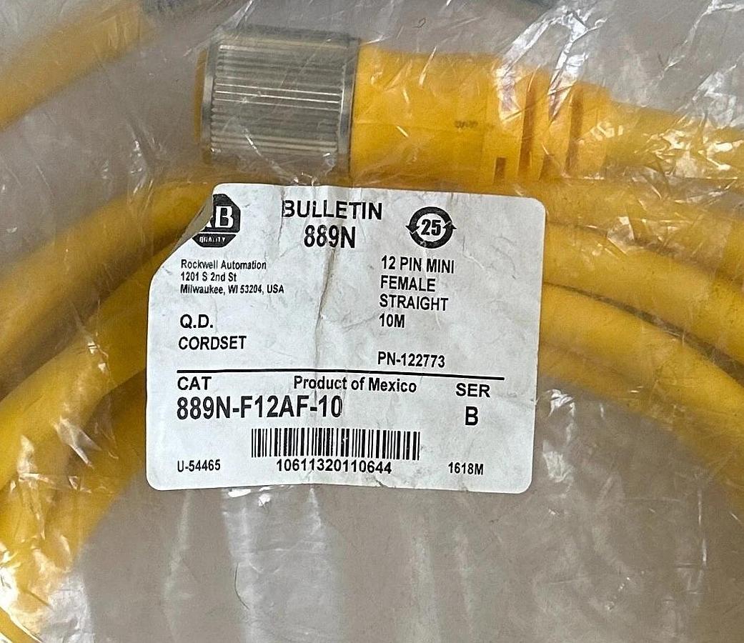 Used NEW SEALED ALLEN BRADLEY 889N-F12AF-10 /B QD CORDSET 12-PIN MINI FEMALE 10M