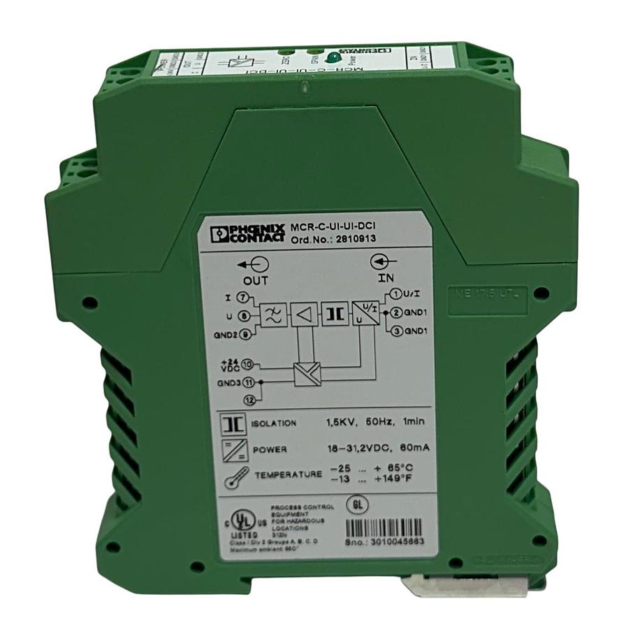 Used PHOENIX CONTACT MCR-C-UI-UI-DCI / 2810913 SIGNAL CONDITIONER 3-WAY 60mA NSMP