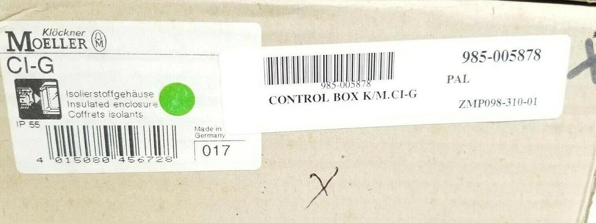 Used NIB KLOCKNER MOELLER CI-G ENCLOSURE W/ 110VAC INPUT CONTROL UNIT K/M.CI-G
