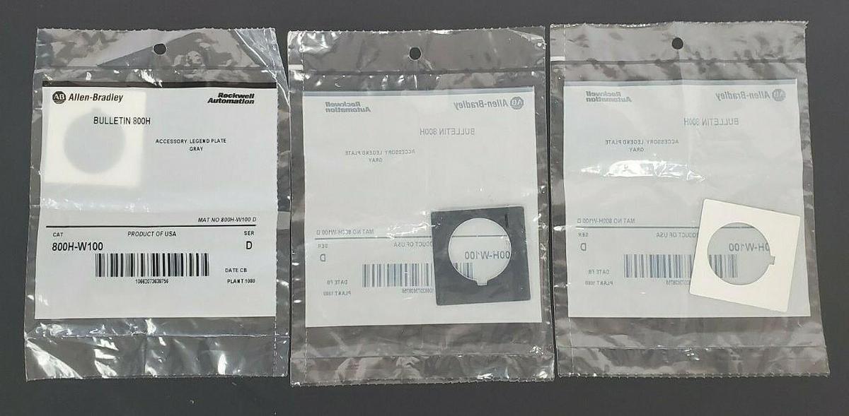 LOT OF 3 NEW ALLEN BRADLEY 800H-W100 GREY LEGEND PLATES SER. D