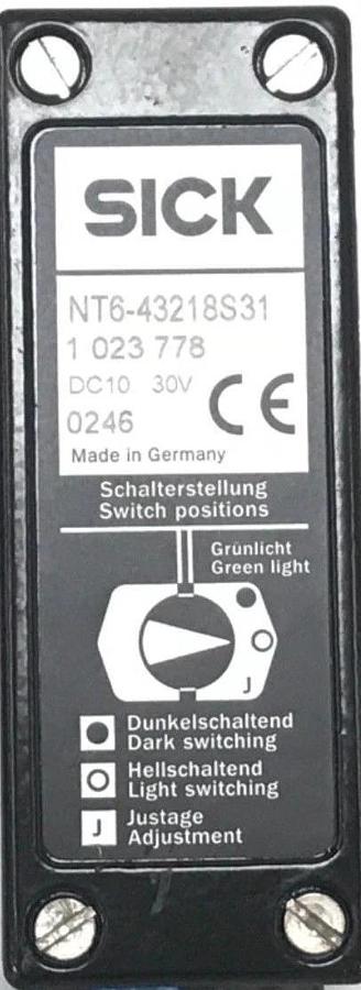 Used SICK OPTIC NT6-43218S31 PHOTOELECTRIC SENSOR 10-30VDC CONTROL SCANNER 1023778