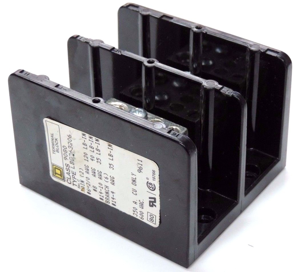 Used SQUARE D 9080-LBC-263206 POWER DISTRIBUTION BLOCK 9080LBC263206, 600V 350A