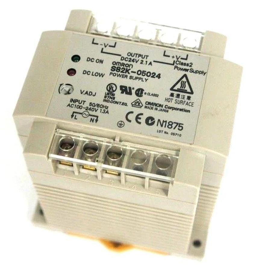 Used OMRON S82K-05024 POWER SUPPLY, INPUT: 100-240VAC 1.3A, OUTPUT: 24VDC 2.1A