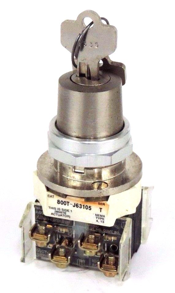 Used NIB ALLEN BRADLEY 800T-J63105B SELECTOR SWITCH SER T W/ 800T-XA CONTACTS SER D