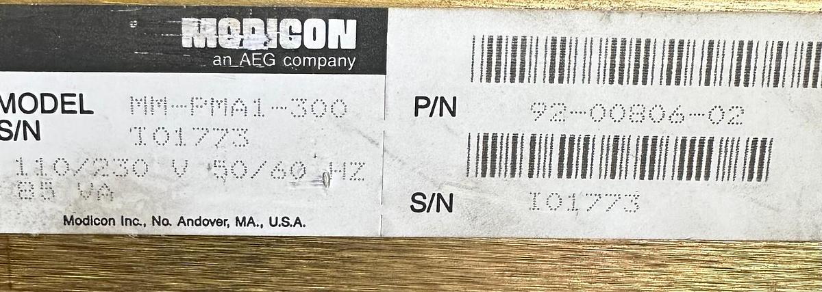 Used MODICON PA-0601-300 / PA0601300 PANEL MATE POWER UNIT MM-PMA1-300 92-00806-02