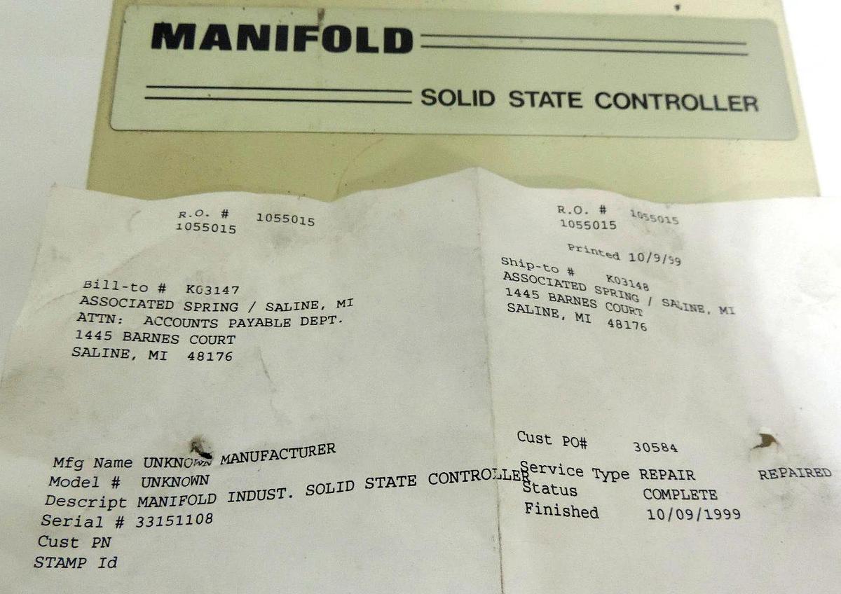 Refurbished MANIFOLD INDUSTRIES VARIABLE SPEED CONTROLLER MSE402 BOARD INSIDE *REPAIRED*