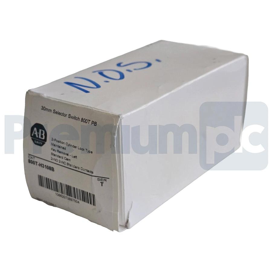 Allen-Bradley 800T-H3108B /T 30mm 2-Pos Cylinder Lock Selector Switch 2-NO/2-NC