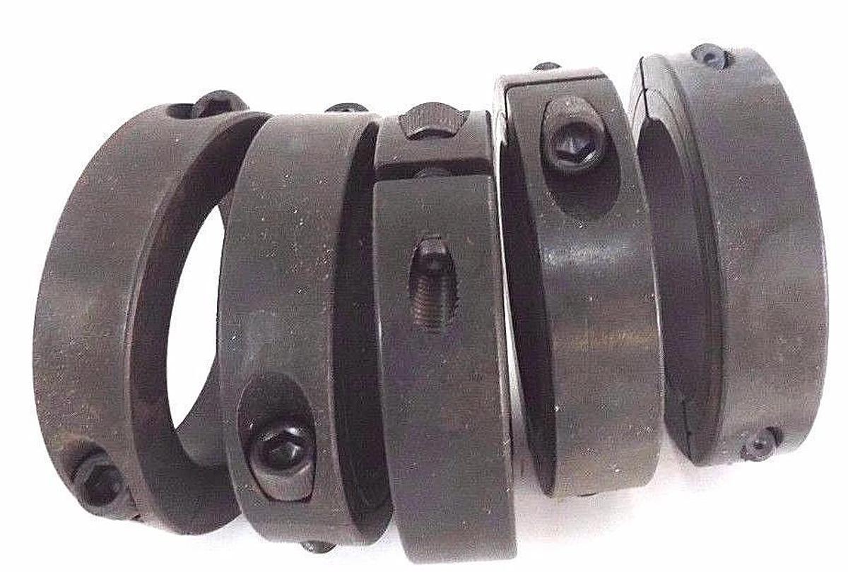 Used NIB CLIMAX 2C-218, 2 3/16" ID 2 PIECE SPLIT STEEL SHAFT COLLAR - 5 PCS