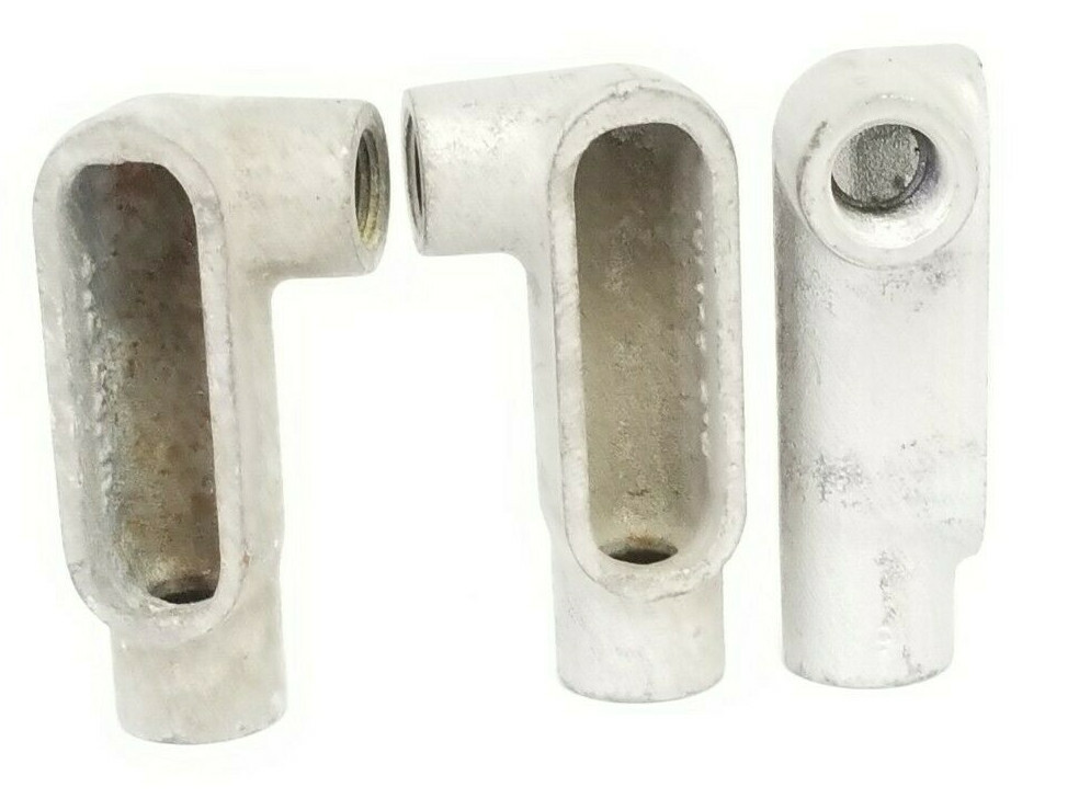 Used LOT OF 3 CROUSE-HINDS LR17 CONDUIT BODIES 1/2'' 4.0 CU. IN.