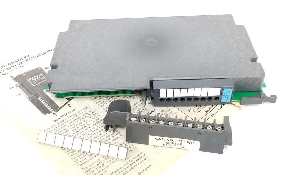 Used NIB ALLEN BRADLEY 1771-IQ (5-30V) DC SELECTABLE INPUT MODULE W/ 1771-WC SER. B