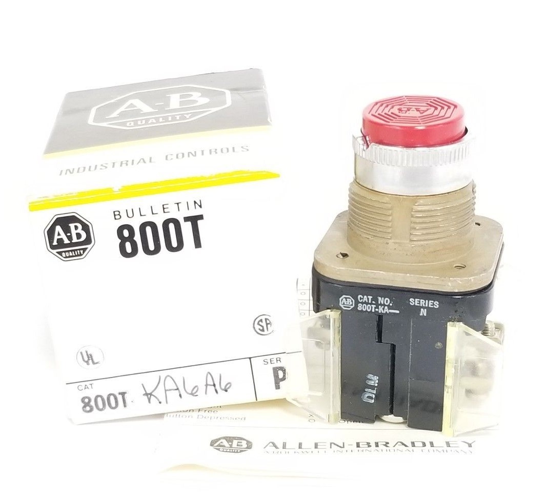 Used NIB ALLEN BRADLEY 800T-KA6A6 PUSH BUTTON 800TKA6A6, SER. P