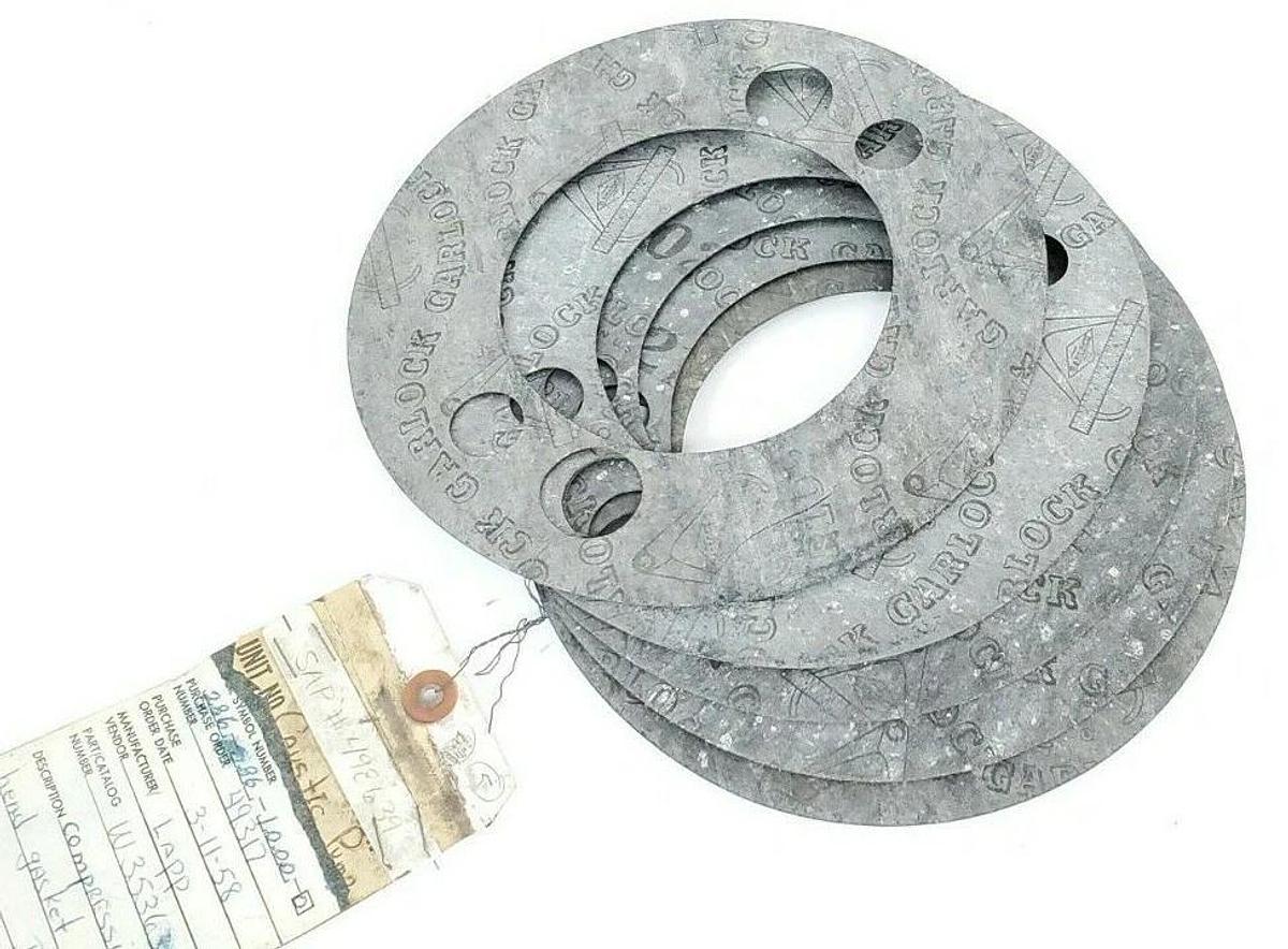 Used LOT OF 5 LAPP / GARLOCK W35363 COMPRESSION HEAD GASKETS, 8" OD X 4.5" ID, 702