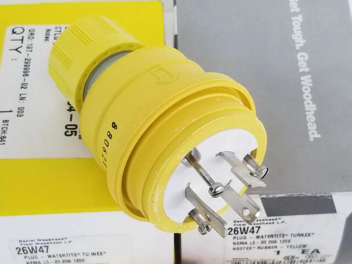 Used LOT OF 2 NIB DANIEL WOODHEAD 26W47 PLUG-WATERTITE TURNEX YELLOW