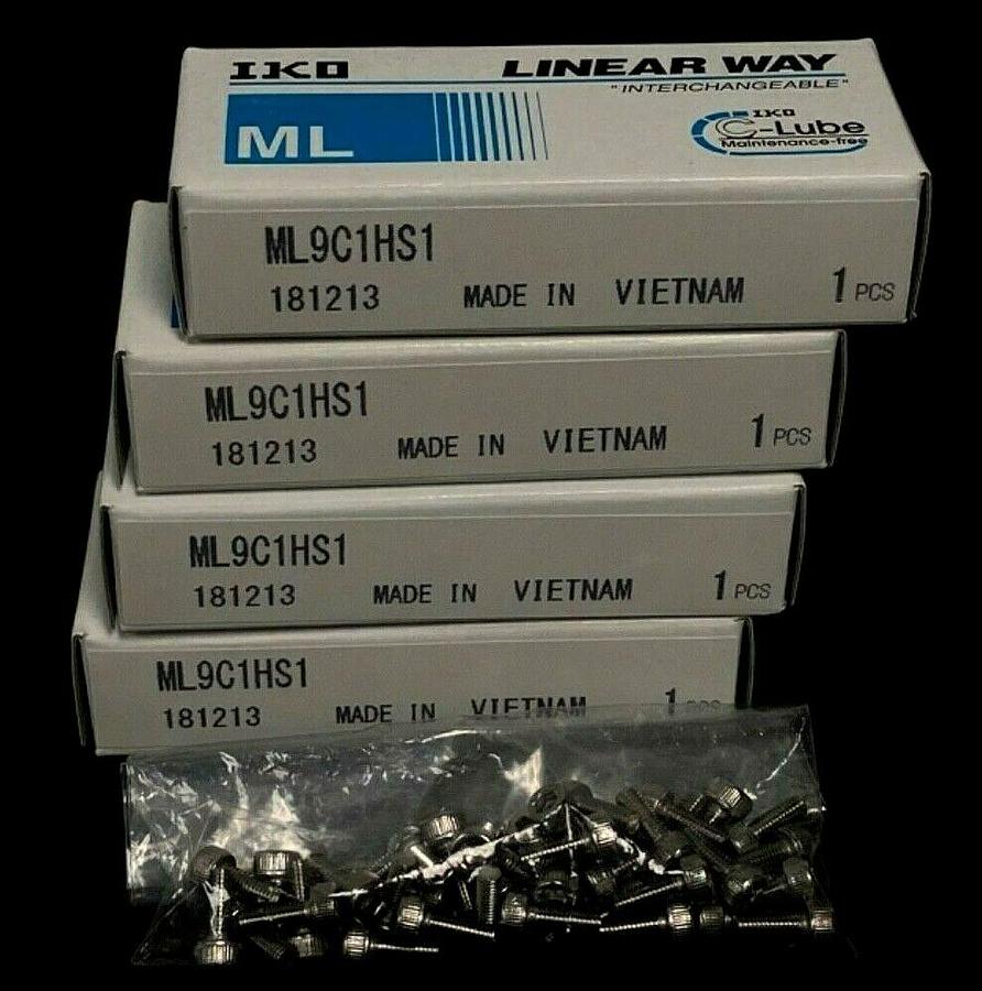 Used LOT OF 4 NEW IKO ML9C1HS1 LINEAR RAILS 181213 W/ SCREWS