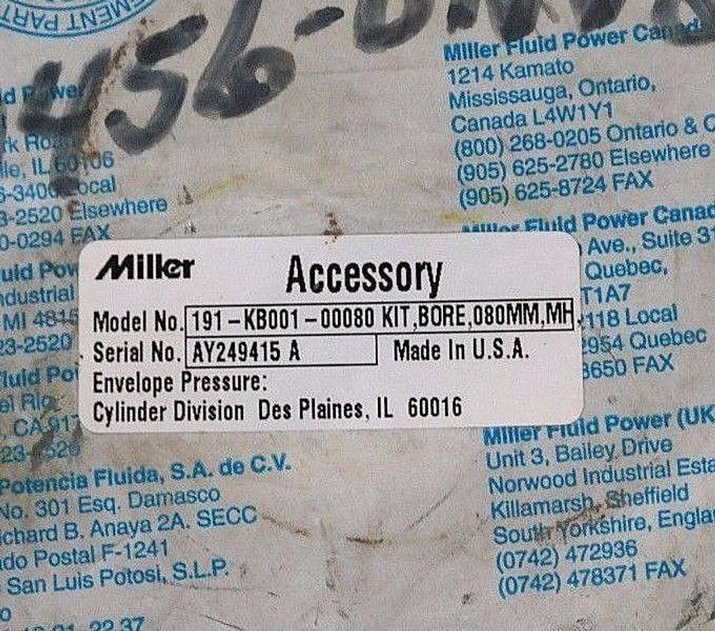 NEW MILLER 191-KB001-00080 ACCESSORY KIT 080MM MH 191KB00100080
