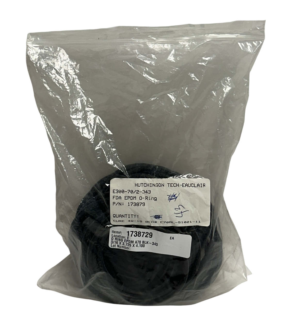 Used 43 AAVID E300-70/2-343 / 173879 O-RINGS FDA EPDM OEM BLACK DUROMETER 70 NSMP