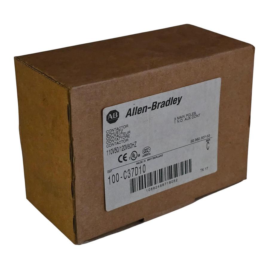 Used Allen Bradley 100-C37D10 /C 100-C IEC Contactor 3-P 37A 110/120VAC 1NO Aux Cont