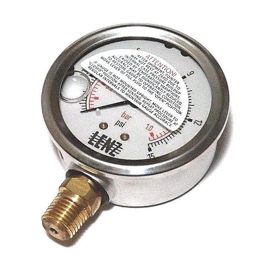 Used NIB LENZ AFC-15-25 PRESSURE GAUGE 0-15PSI, 0-1.0BAR, AFC1525