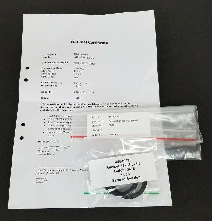 Used BAG OF 2 NEW GE HEALTHCARE 44-5494-75 FLAT GASKETS 48x38.5x5.5mm 44549475